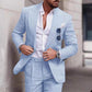 Ensemble de Deux Pièces de Costume Formel : Veste et Pantalon Respirant en Lin pour Hommes