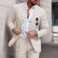 Ensemble de Deux Pièces de Costume Formel : Veste et Pantalon Respirant en Lin pour Hommes