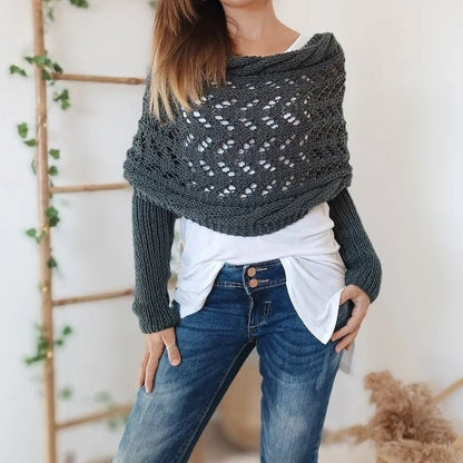 🔥Dernier jour 50% de Réduction🧶Poncho Tricoté Pour Femme avec Découpes