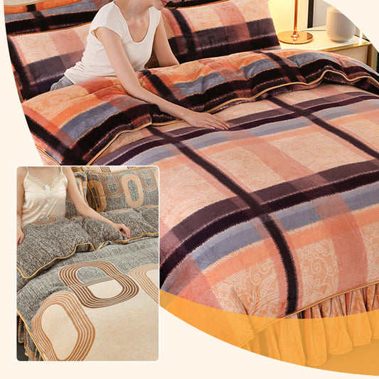 🎁Black Friday Sale – Zeitlich begrenzt 49%RABATT🎁Bedrucktes, warmes und bequemes Steppdecken-Set für den Winter, 4-teilig