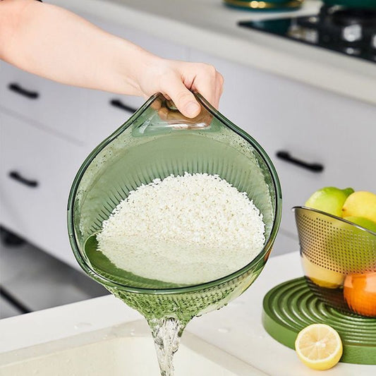 🍚 50 % DE RÉDUCTION ! 🥣 Passoire-bol multifonction pour le riz avec poignée – Passoire intégrée, poignée antidérapante, idéale pour laver, égoutter et servir du riz et des légumes 🥗