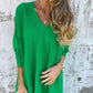 😍Haut long ample en tricot à manches longues et col en V pour femme