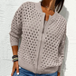 🔥Printemps 50% de réduction🔥Veste zippée en tricot pour femmes avec découpes
