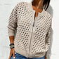 🔥Printemps 50% de réduction🔥Veste zippée en tricot pour femmes avec découpes
