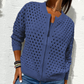 🔥Printemps 50% de réduction🔥Veste zippée en tricot pour femmes avec découpes