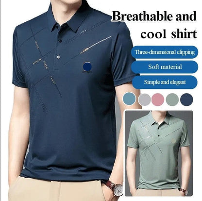 📢📢50 % DE RÉDUCTION !! ⏰ Chemise stretch en soie glacée pour homme – Fraîche et confortable – Respirante, légère et idéale pour l'été, le bureau ou les voyages ✨