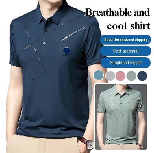 📢📢50 % DE RÉDUCTION !! ⏰ Chemise stretch en soie glacée pour homme – Fraîche et confortable – Respirante, légère et idéale pour l'été, le bureau ou les voyages ✨