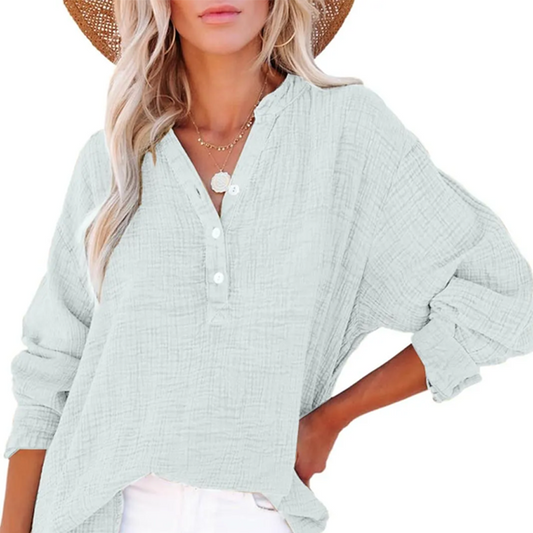 👚 50% DE RÉDUCTION ! 🌷 Chemisiers Décontractés à Manches Longues & Col en V pour Femmes – Coupe Oversized, Tissu Doux & Look Quotidien 🍃