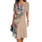Robe élégante à imprimé floral avec col rond pour femme