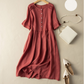 🔥Best Seller💘-Robe à manches courtes en coton et lin de style rétro
