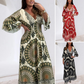🔥Robe longue rétro bohème à col en V profond pour femme