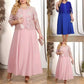 💖Limited Time Half Price - Robe unie pour femme avec veste en dentelle brodée