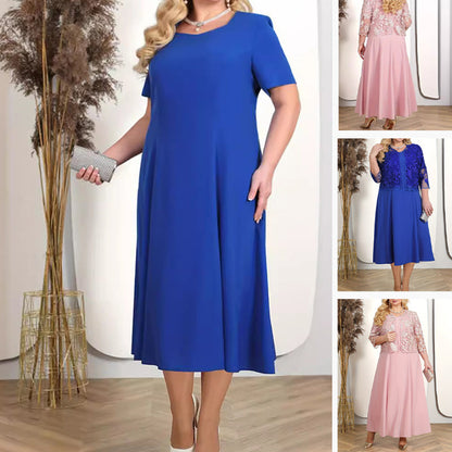 💖Limited Time Half Price - Robe unie pour femme avec veste en dentelle brodée
