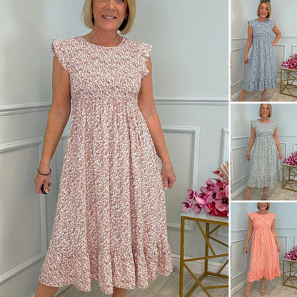 🎉🛍️Promotion exceptionnelle💃 Robe fleurie élégante avec taille haute et revers pour femme