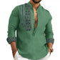 🔥50% de réduction🔥Chemise décontractée à manches longues et col montant pour homme