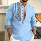 🔥50% de réduction🔥Chemise décontractée à manches longues et col montant pour homme
