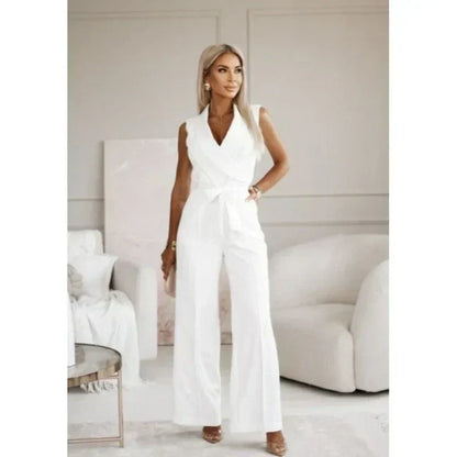 🔥[M-2XL]☀️Women's Sans manches col en V solide Jumpsuit🕊️🔥