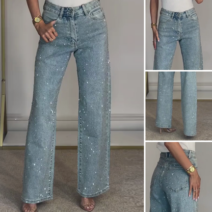 ✨2025 Hot Sale - 49% de réduction✨👗Jeans à jambe droite avec strass