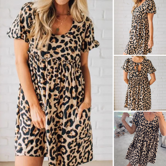 ⏳Zeitlich begrenztes Special⏰Lässiges Leopardenmuster-Minikleid für Damen👗