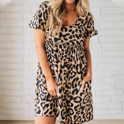 ⏳Zeitlich begrenztes Special⏰Lässiges Leopardenmuster-Minikleid für Damen👗