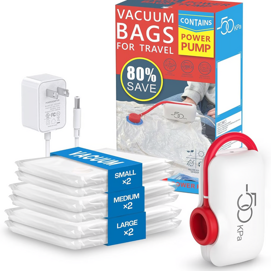 🎁Vente chaude 49% de réduction 🔥6 paquets de sacs de compression sous vide électriques USB - Gagnez de l'espace, voyagez léger !