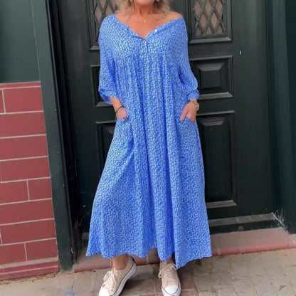 🔥Robe femme avec patte de boutonnage, manches 3/4 et motif à pois