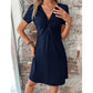 🔥Robe sans manches à col en V et à taille plissée pour femmes