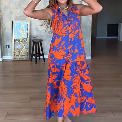 👗Women's Fashion Print Sleeveless Maxi Dress | Island/Sunset is amazing ! Robe longue imprimée 🌅