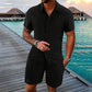 💎 50% DE RÉDUCTION ! 💎 Ensemble 2 Pièces Homme – Chemise Ample + Short Rayé, Look Décontracté & Respirant pour l’Été 🌿👕
