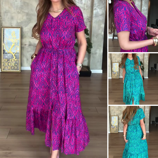 Robe femme col V florale