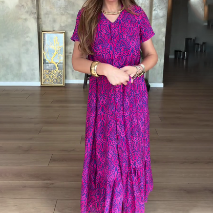 Robe femme col V florale