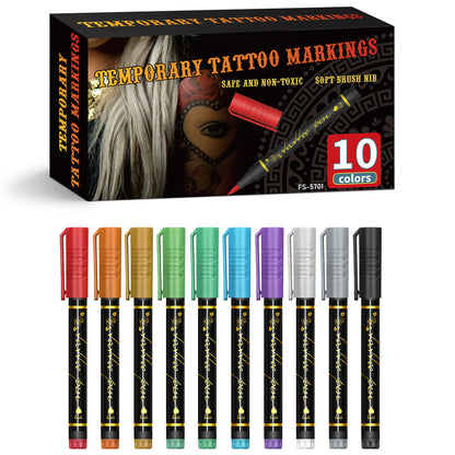 🌈Soldes exceptionnels 49 % de réduction🎨Set de 10 marqueurs pour tatouages temporaires