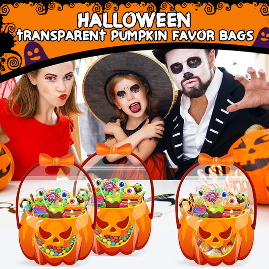 🎃 50% DE RÉDUCTION! 👻 Sacs cadeaux citrouille – Transparents & parfaits pour Halloween ✨