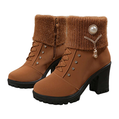 Bottines Femme à Talon Épais - Chaudes et Douillettes 🔥 SOLDE EXCEPTIONNELLE -49%