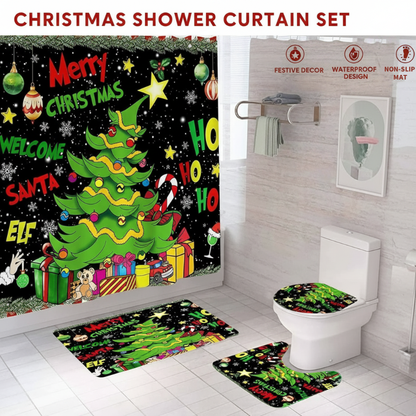 Ensemble de 4 rideaux de douche imperméables pour Noël