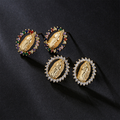 📢📢49 % de réduction !!! 🎅Boucles d'oreilles étincelantes Vierge Marie pour la foi et la mode