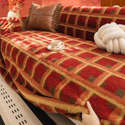 🎅Housse de canapé tartan chaleureuse et confortable pour Noël