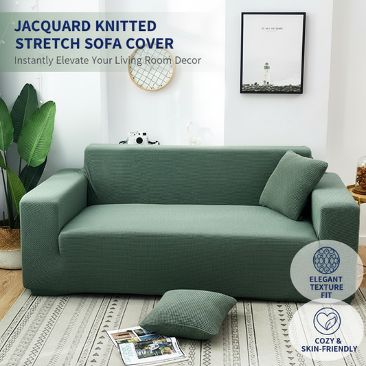 🛋️ 50% DE RÉDUCTION! 🧵 Housse de Canapé Extensible en Maille Jacquard – Anti-Dérapante, Douce & Ajustement Universel 🏠