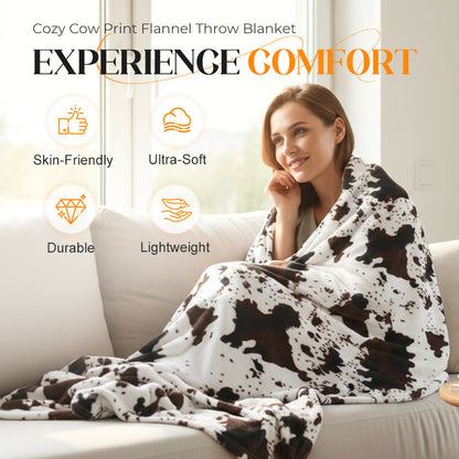 🔥Couverture douillette en flanelle imprimée vache