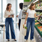 ✨Jean denim à taille élastiquée et jambes larges pour femme