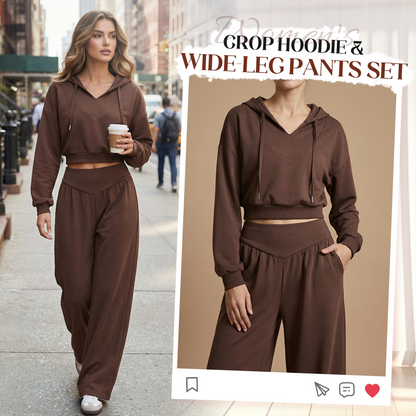 📢📢50 % de réduction !!⏰Women's Crop Hoodie & Wide-Leg Pants Set