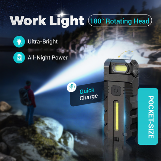 💎49% DE RÉDUCTION ! 💎Lampe de Travail LED à Tête Pivotante 180° – Double Faisceau, Base Magnétique & Recharge USB-C 🔦🔋