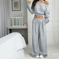 👚 50% DE RÉDUCTION! 🔥 Ensemble Sweat-Shirt Décolleté & Pantalon à Jambes Larges pour Femme – Look Tendance, Tissu Doux & Confortable au Quotidien 💃