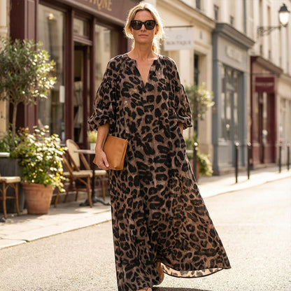 💞Robe chemise longue oversize à imprimé léopard