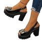 👡✨ PROMO -50% ! Sandales Élégantes à Talon Bloc 9,5 cm – Peep-Toe, Boucle Surdimensionnée & Bride Ajustable (4 Couleurs, 35-43)