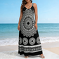 🥰Robe longue bohème à imprimé mandala avec bretelles fines