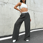 🥰Pantalon de costume pour femme à jambes larges avec ceinture contrastée