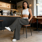 🥰Pantalon de costume pour femme à jambes larges avec ceinture contrastée
