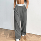 🥰Pantalon de costume pour femme à jambes larges avec ceinture contrastée