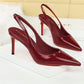 ✨50 % de réduction + livraison gratuite 👠Escarpins à talons aiguilles à bride arrière et bout pointu en cuir verni pour femme